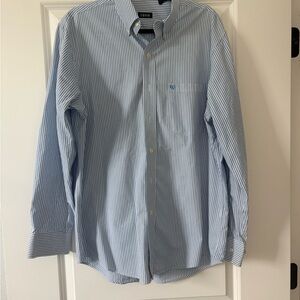 Izod Light Blue and White Pinstripe Dress Shirt